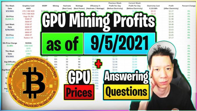 GPU Mining Profits as of 9/5/21 | GPU Prices | Answering Questions