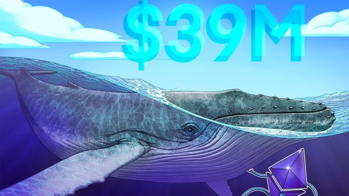Ethereum Whale Stacks $39M in ETH Despite Ether Falling Harder Than Bitcoin