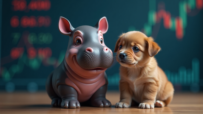 A Small Hippo and Puppy