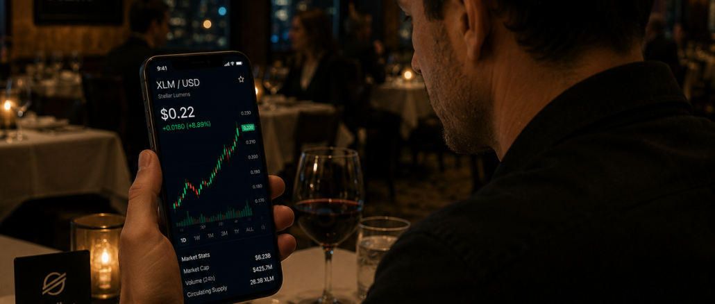 Analyzing Stellar chart on his phone